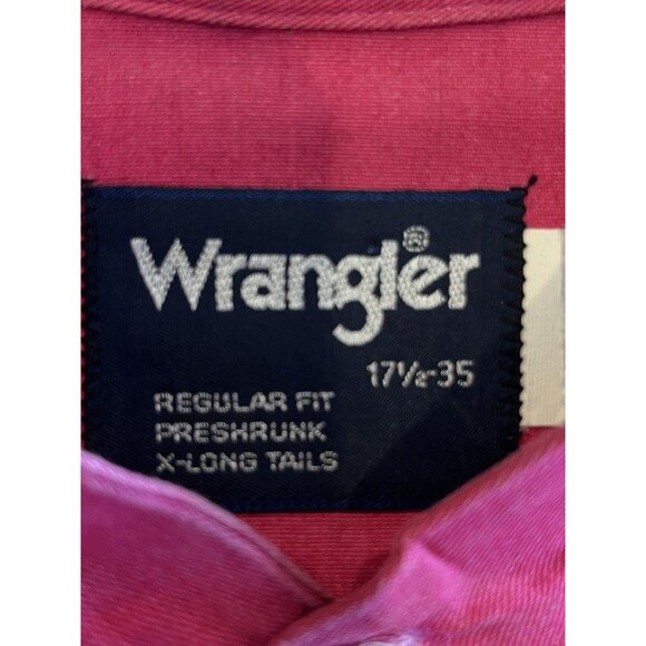 Wrangler Brushpopper Vintage Shirt Caped Band Collar Mens Sz 17 1/2-35 SZ XL - Picture 9 of 9